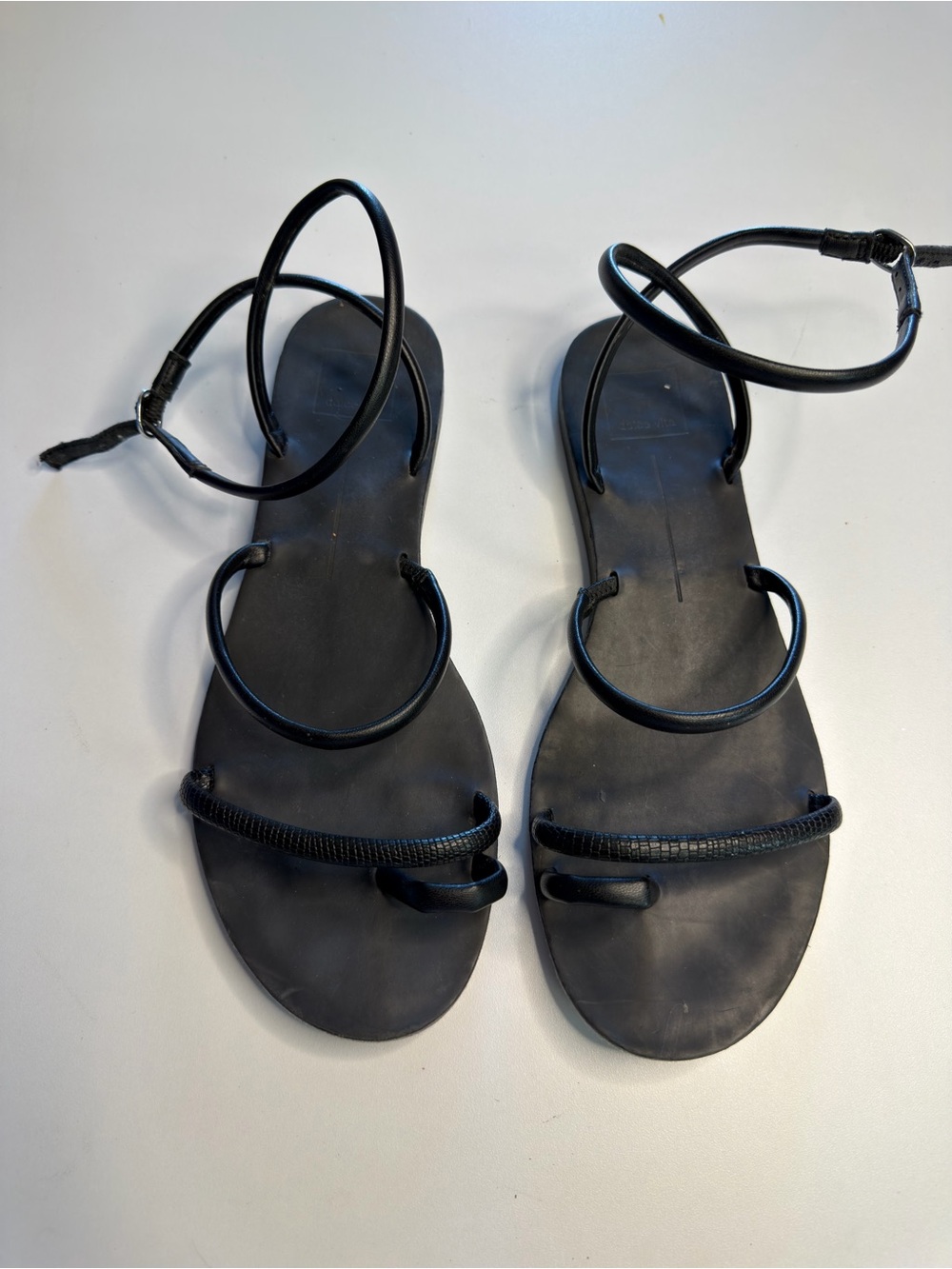 Dolce Vita Black Multi-Strap Ankle Tie Sandals